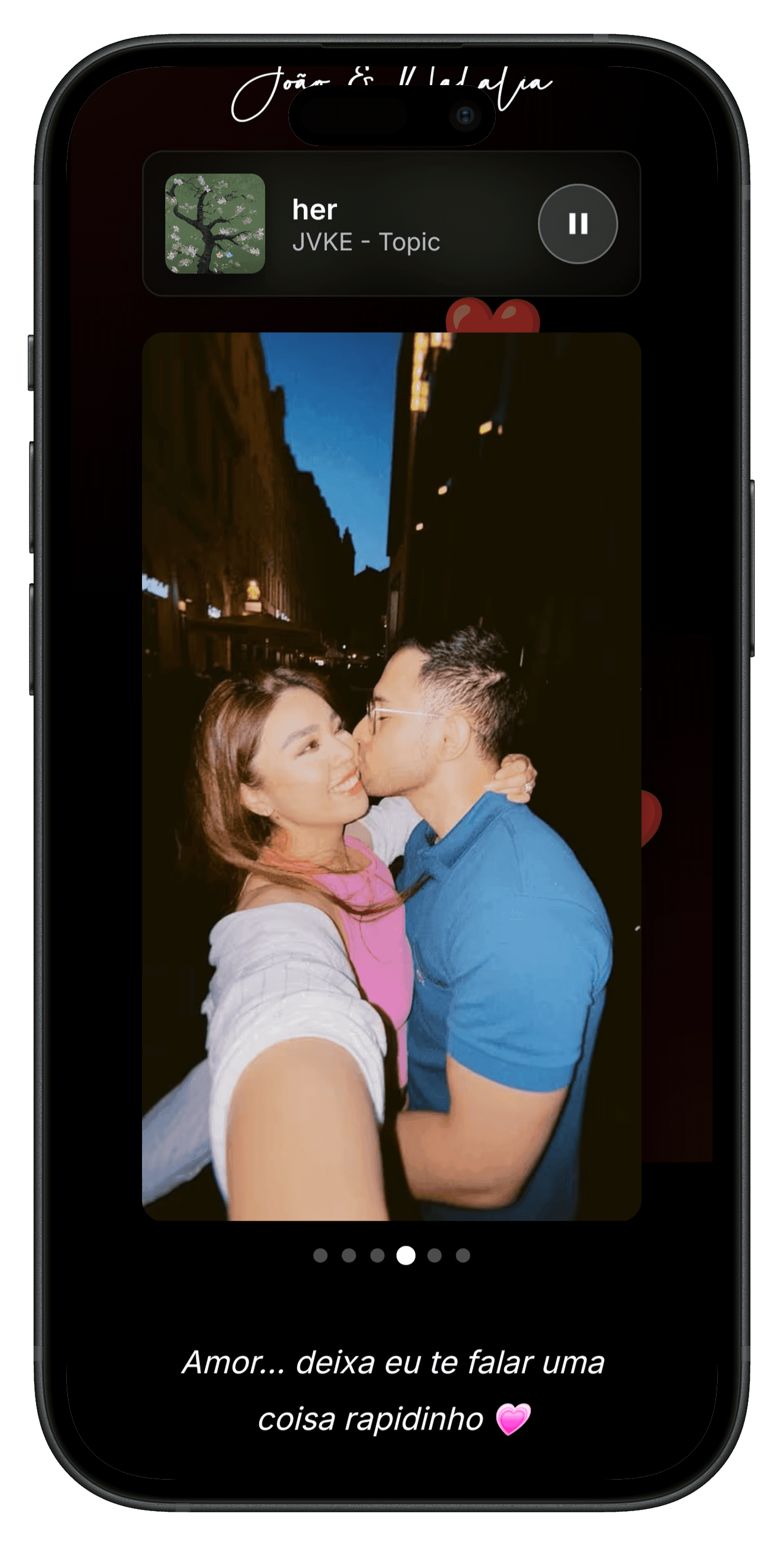 Exemplo da página de surpresa romântica